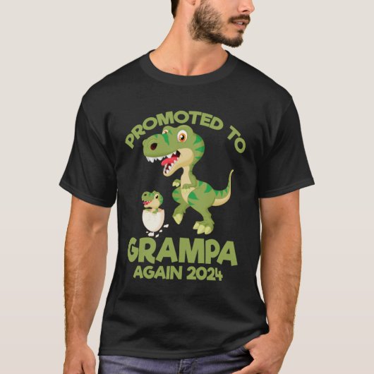Promoted To Grampa Again 2024 Dinosaur Rex Boys Tシャツ (正面)