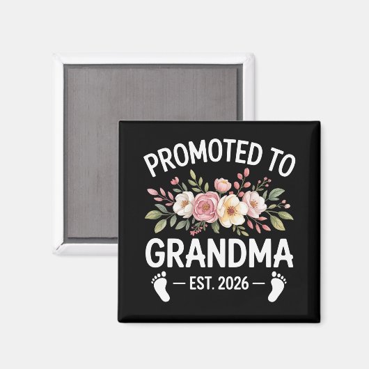 Promoted to Grandma 2026 First Time Nana Floral マグネット (正面/裏面)