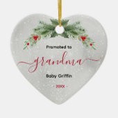 Promoted to grandma baby announcement heart セラミックオーナメント (正面)