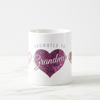 Promoted to Grandma faux sparkle pink photo コーヒーマグカップ