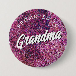 Promoted to Grandma faux sparkle pink script 缶バッジ