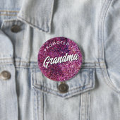 Promoted to Grandma faux sparkle pink script 缶バッジ (インサイチュ)
