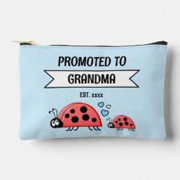Promoted to Grandma ladybugs est year blue アクセサリーポーチ