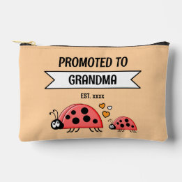 Promoted to Grandma ladybugs est year orange アクセサリーポーチ
