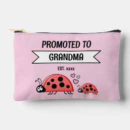 Promoted to Grandma ladybugs est year pink アクセサリーポーチ