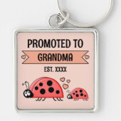 Promoted to Grandma ladybugs peach キーホルダー (正面)
