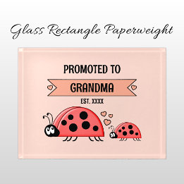 Promoted to Grandma ladybugs peach ペーパーウェイト