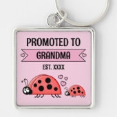 Promoted to Grandma ladybugs pink キーホルダー (正面)