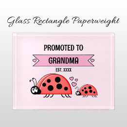 Promoted to Grandma ladybugs pink ペーパーウェイト