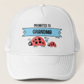 Promoted to Grandma ladybugs white blue キャップ (正面)