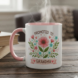 Promoted to Grandma Mug - Watercolor Flowers マグカップ
