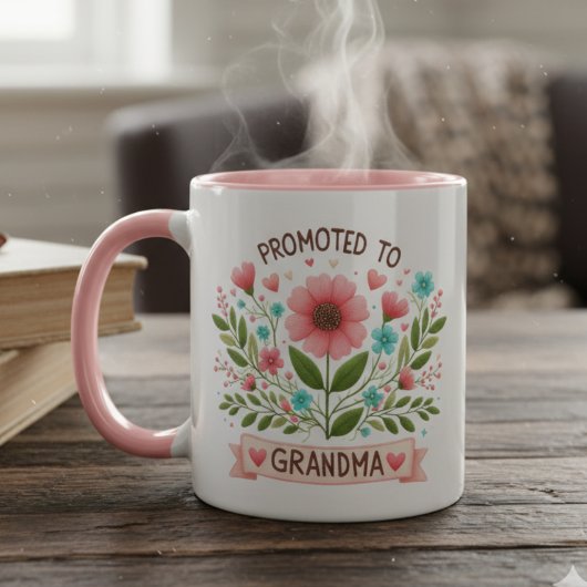 Promoted to Grandma Mug - Watercolor Flowers マグカップ