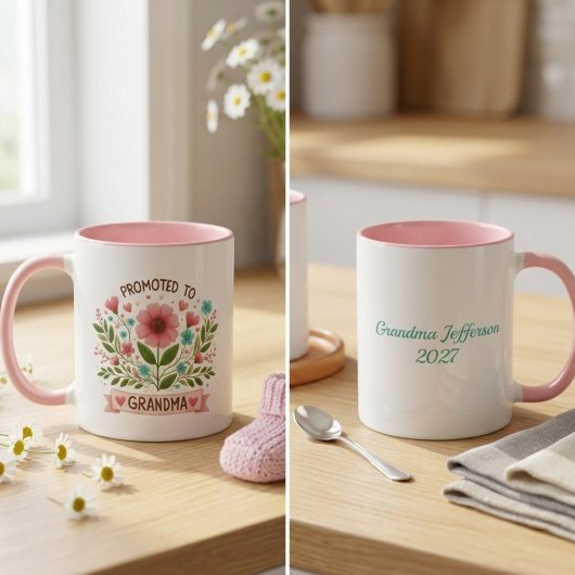Promoted to Grandma Mug - Watercolor Flowers マグカップ