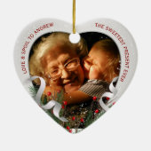 Promoted to Grandma Silver Frame 2 Photos セラミックオーナメント (裏面)