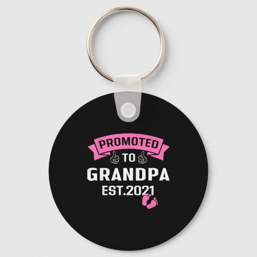 Promoted To Grandpa Est 2021 Funny New Grandfather キーホルダー (正面)