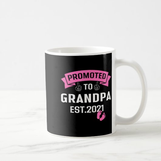 Promoted To Grandpa Est 2021 Funny New Grandfather コーヒーマグカップ (右)