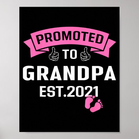 Promoted To Grandpa Est 2021 Funny New Grandfather ポスター (正面)