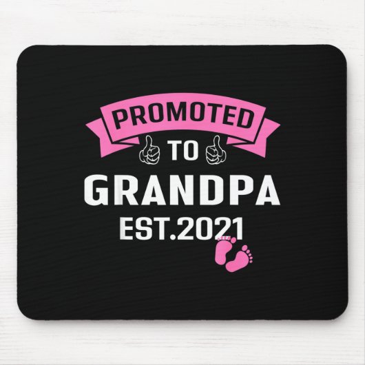 Promoted To Grandpa Est 2021 Funny New Grandfather マウスパッド (正面)