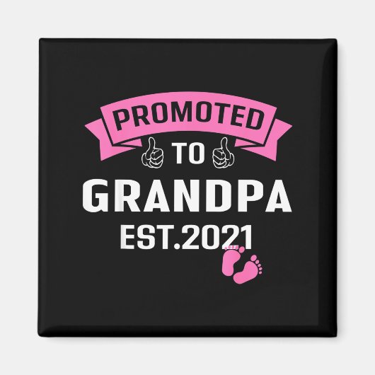 Promoted To Grandpa Est 2021 Funny New Grandfather マグネット (正面)