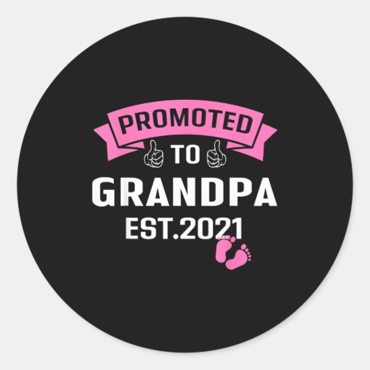 Promoted To Grandpa Est 2021 Funny New Grandfather ラウンドシール (正面)