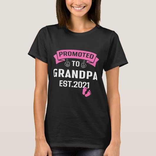 Promoted To Grandpa Est 2021 Funny New Grandfather Tシャツ (正面)