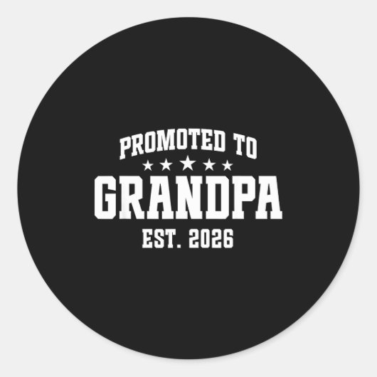 Promoted To Grandpa Est. 2026 Grandparent Baby Ann ラウンドシール (正面)