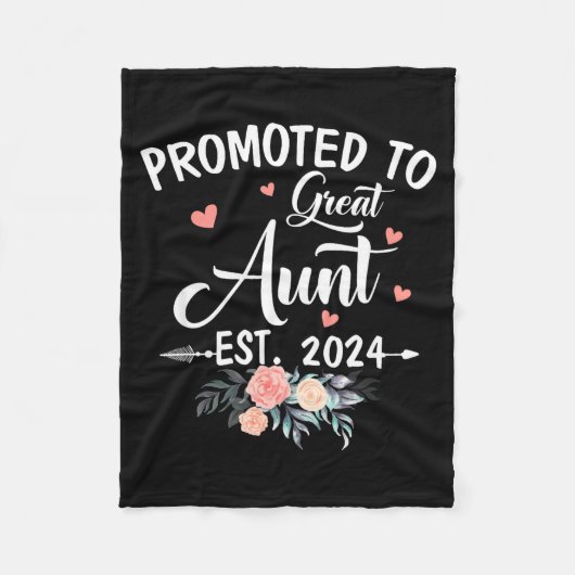 Promoted To Great Aunt Est 2024 Soon To Be Aunt Fl フリースブランケット (正面)