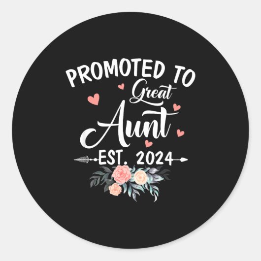 Promoted To Great Aunt Est 2024 Soon To Be Aunt Fl ラウンドシール (正面)