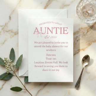 Promoted to Great Auntie Est 2026 ベビーシャワー 招待状
