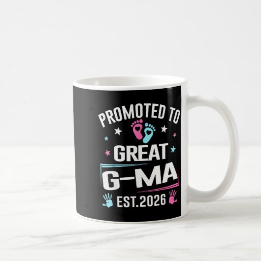 Promoted To Great G-ma Est 2026 Pregnancy Announce コーヒーマグカップ (右)