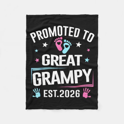 Promoted To Great Grampy Est 2026 Pregnancy Announ フリースブランケット (正面)