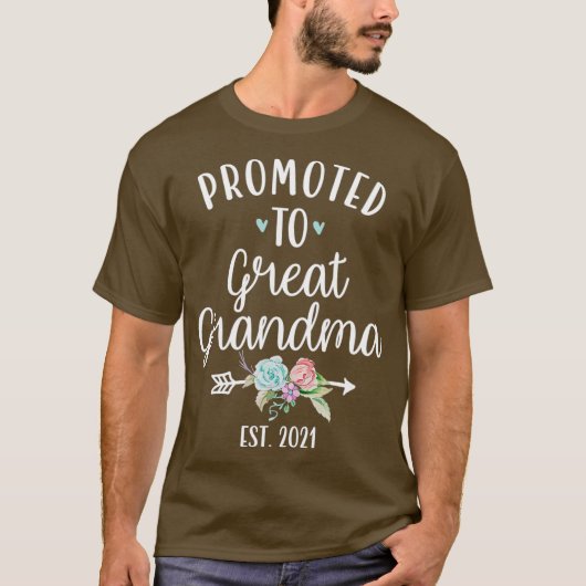 Promoted To Great Grandma 2021 Pregnancy Reveal Tシャツ (正面)