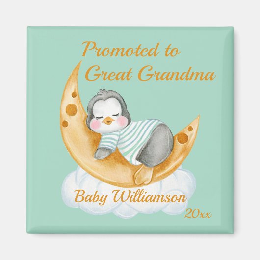 Promoted to Great Grandma Baby Penguin  マグネット (正面)