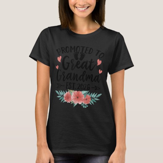 Promoted To Great Grandma Est 2026 First Time New Tシャツ (正面)