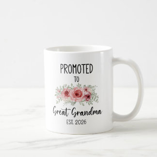 Promoted To Great Grandma Est 2026 Flowers Baby コーヒーマグカップ
