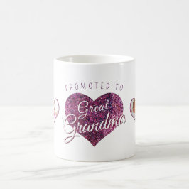Promoted to Great Grandma faux sparkle pink photo コーヒーマグカップ