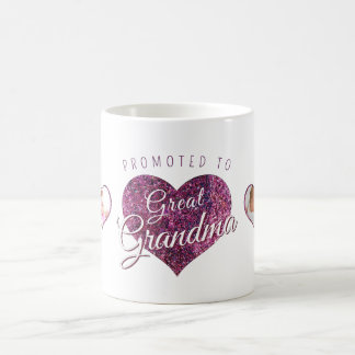 Promoted to Great Grandma faux sparkle pink photo コーヒーマグカップ