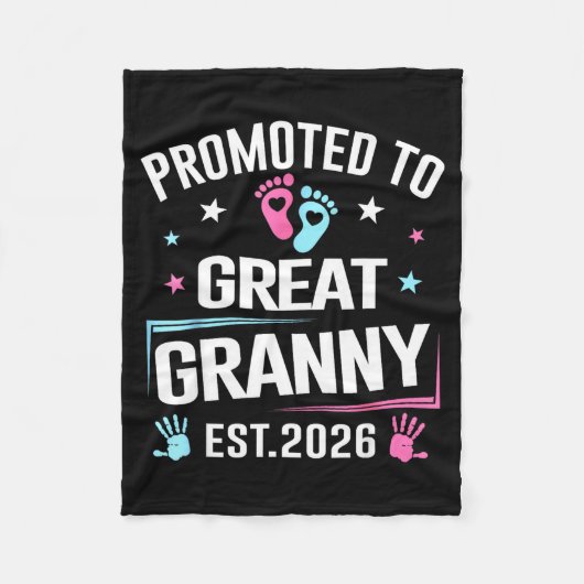 Promoted To Great Granny Est 2026 Pregnancy Announ フリースブランケット (正面)