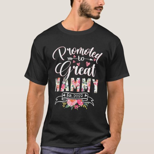 Promoted To Great Mammy Est 2022 Floral First Time Tシャツ (正面)