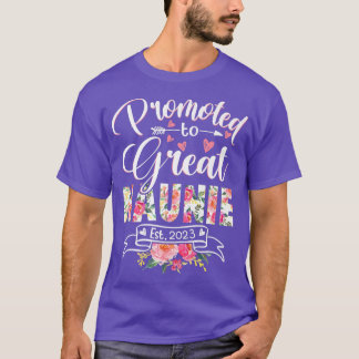 Promoted to Great Naunie Est 2023 Floral First Tim Tシャツ