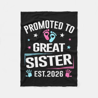 Promoted To Great Sister Est 2026 Pregnancy Announ フリースブランケット