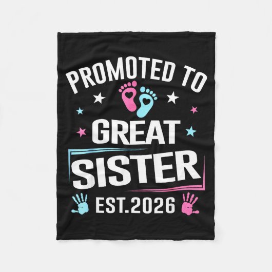Promoted To Great Sister Est 2026 Pregnancy Announ フリースブランケット (正面)