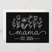 Promoted To Mama 2026 Pregnancy Floral New Mom  招待状 (正面/裏面)