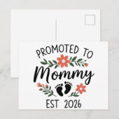 Promoted to Mommy 2026 Funny First Time Pregnancy 案内ポストカード (正面/裏面)