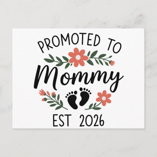 Promoted to Mommy 2026 Funny First Time Pregnancy 案内ポストカード (正面)