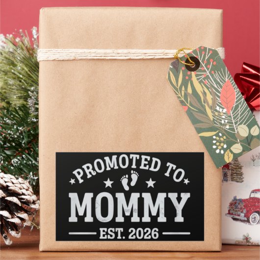 Promoted to Mommy est. 2026 Baby Announcement Mom 長方形シール (クリスマス)