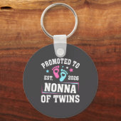 Promoted To Nonna Est 2026 Of Twins Gender Reveal  キーホルダー (正面)