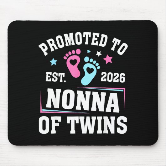 Promoted To Nonna Est 2026 Of Twins Gender Reveal マウスパッド (正面)