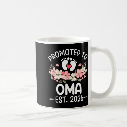 Promoted To Oma 2026 First Time Floral New Oma  コーヒーマグカップ (右)