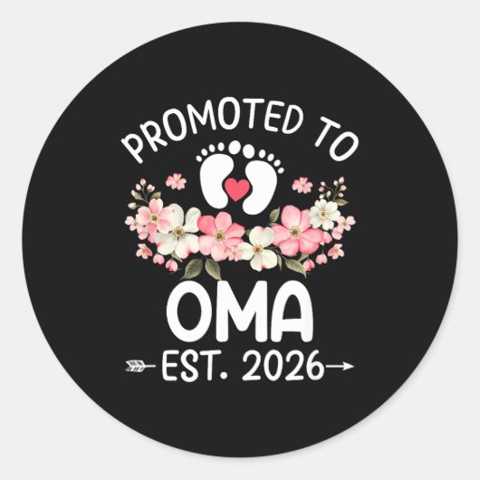 Promoted To Oma 2026 First Time Floral New Oma  ラウンドシール (正面)